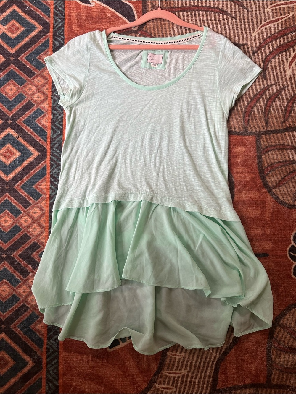 Women’s Mint Green Layered Ruffle Top - Lightweight Short Sleeve